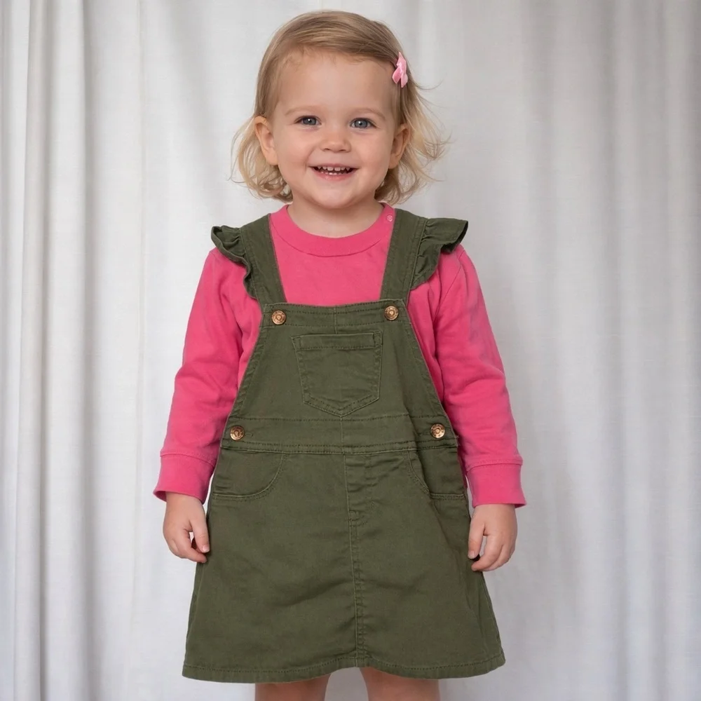 BCBG Girls Green Shortall Overall Dress Pink Carhartt 0nesie Lot Cottage 2T 24M